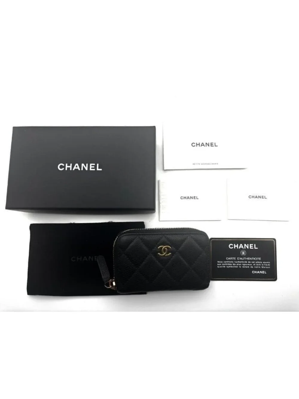 Chanel Wallet Quilted Caviar Round Zip Coin Purse